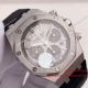 2017 Swiss Replica AP Royal Oak Stainless Steel White Chronograph Face Black Leather (4)_th.jpg